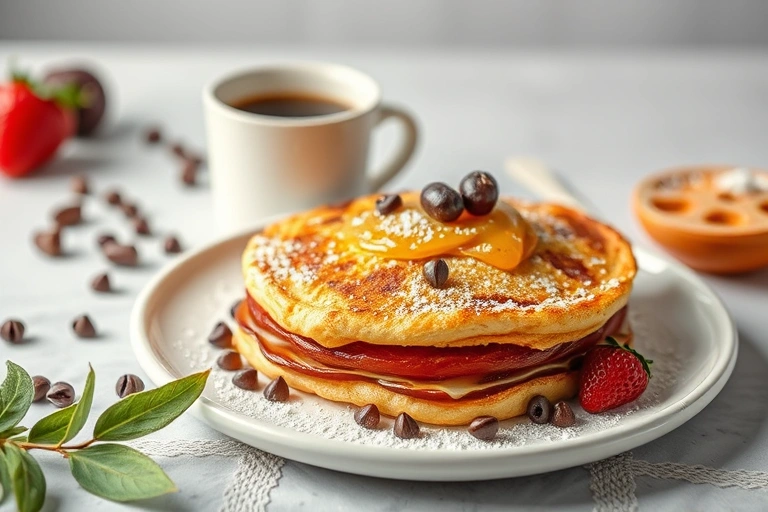 Conceitos visuais relacionados a Receita de Panqueca Americana Fofinha para o Café da Manhã