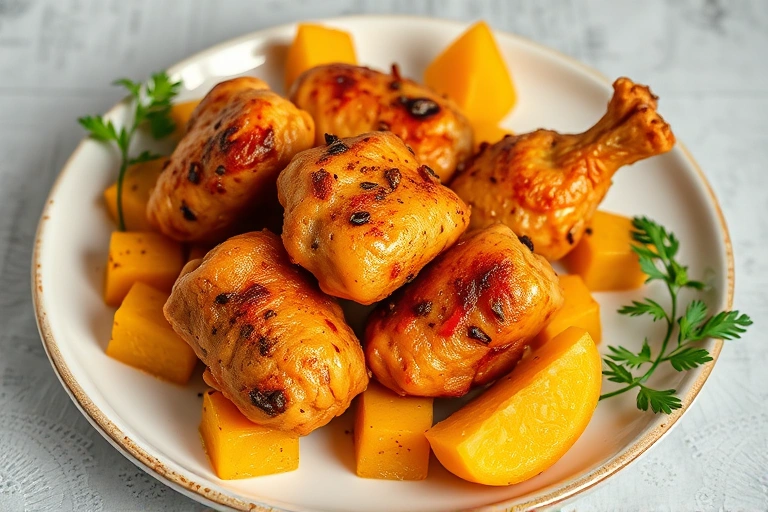 Conceitos visuais relacionados a Frango Assado com Batata Crocante