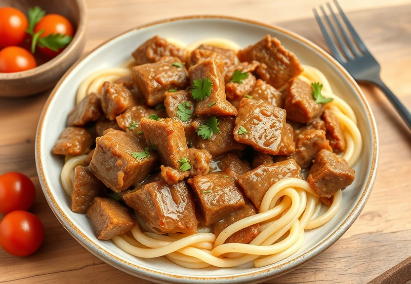 Representação visual: Receita de Strogonoff de Carne Simples e Rápido para o Dia a Dia