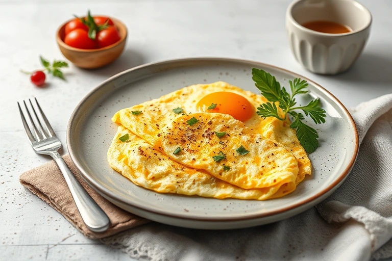 Conceitos visuais relacionados a Receita de Omelete Recheado Nutritivo para Jantar Leve